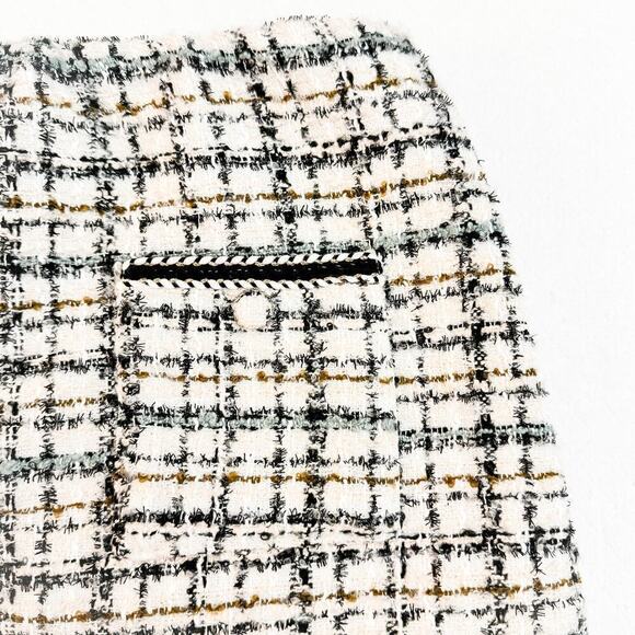 House of Harlow 1960 White Tweed Metallic Woven Mini Skirt Size S - Picture 5 of 6